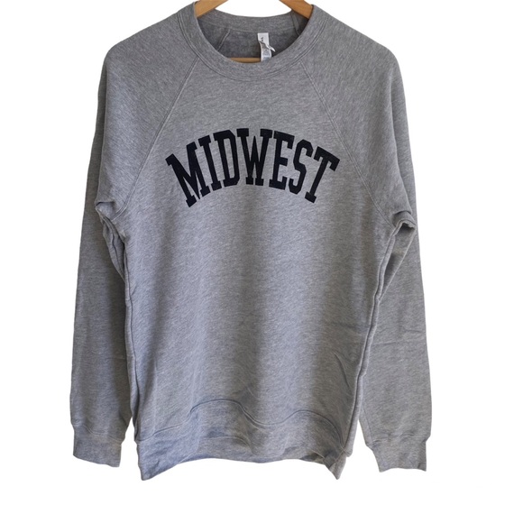 Bella Canvas Sweaters - Bella + Canvas Fleece Collection Gray MIDWEST Crewneck Sweatshirt